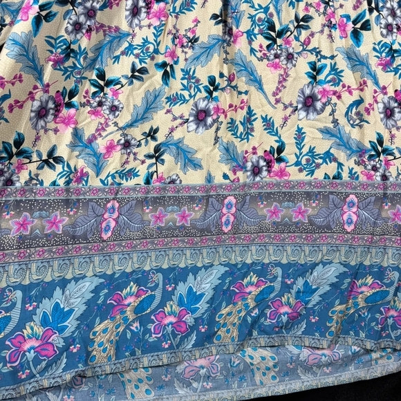Boutique MAXI Tired Floral Peasant Style Size Med Blue Yellow - Picture 2 of 5